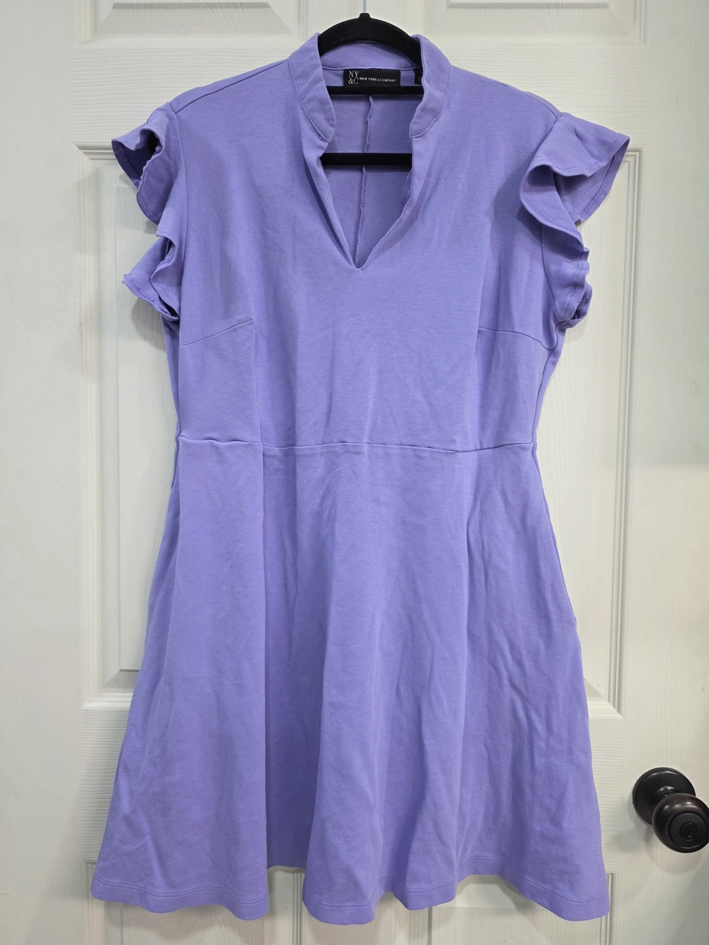 New York & Company Lavender Purple Ruffle Sleeve Dress
